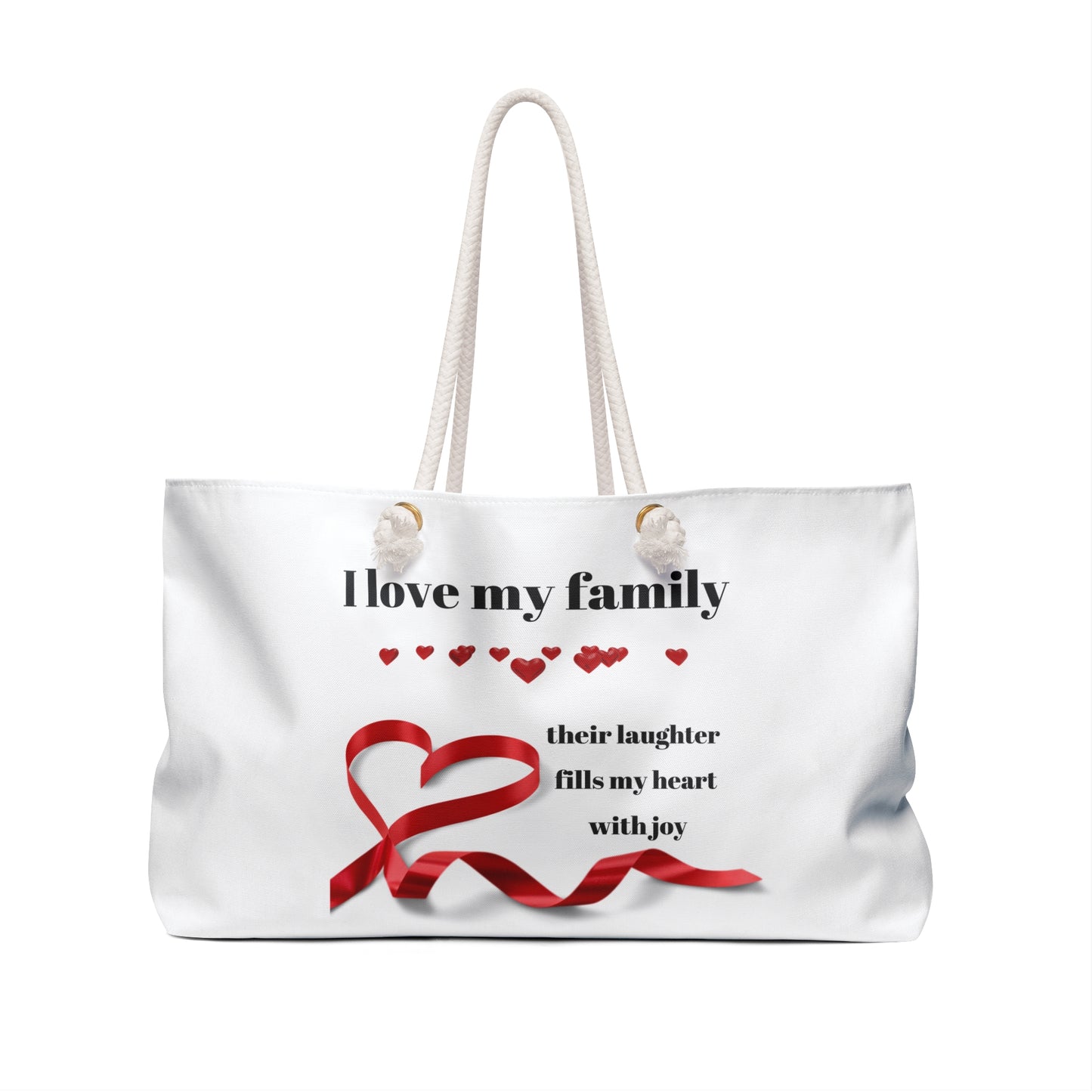 I Love My Family Weekender Bag - Heart Design for Family Gatherings & Travel