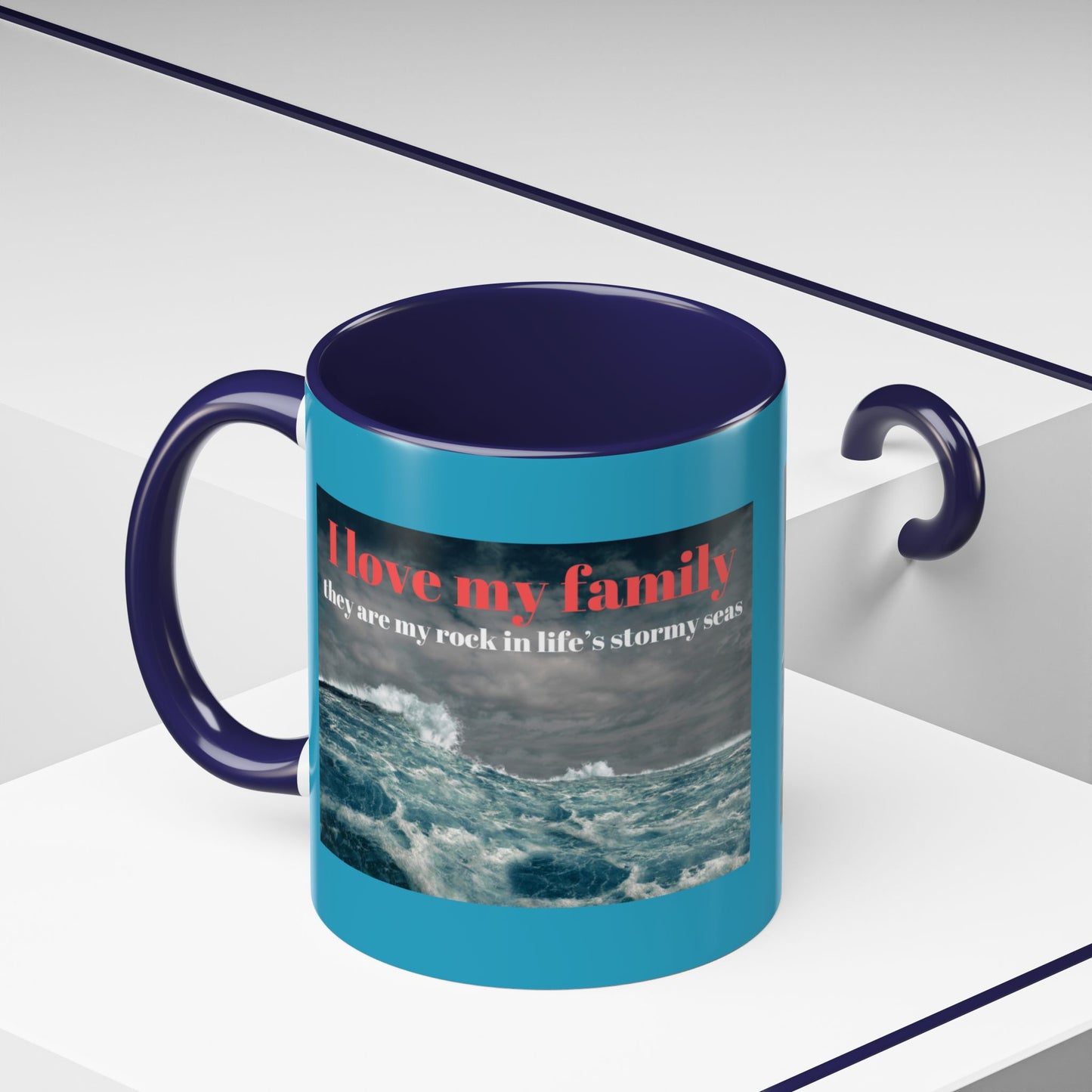 Tasse à café familiale inspirante – Motif mers orageuses – Tasse décorative 11/15 oz