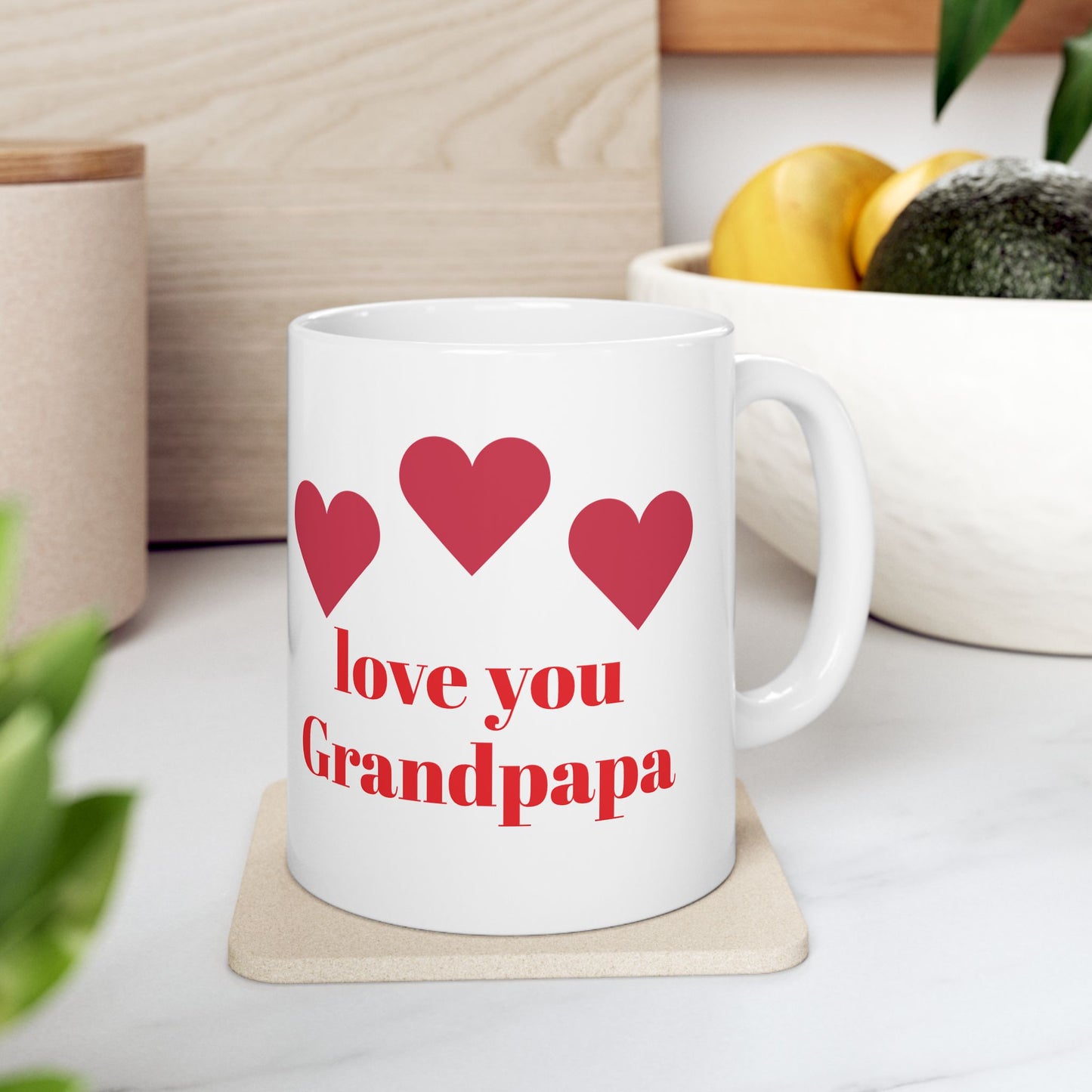 Love You Grandpapa Ceramic Mug - Heart Design | Perfect gift for grandfather