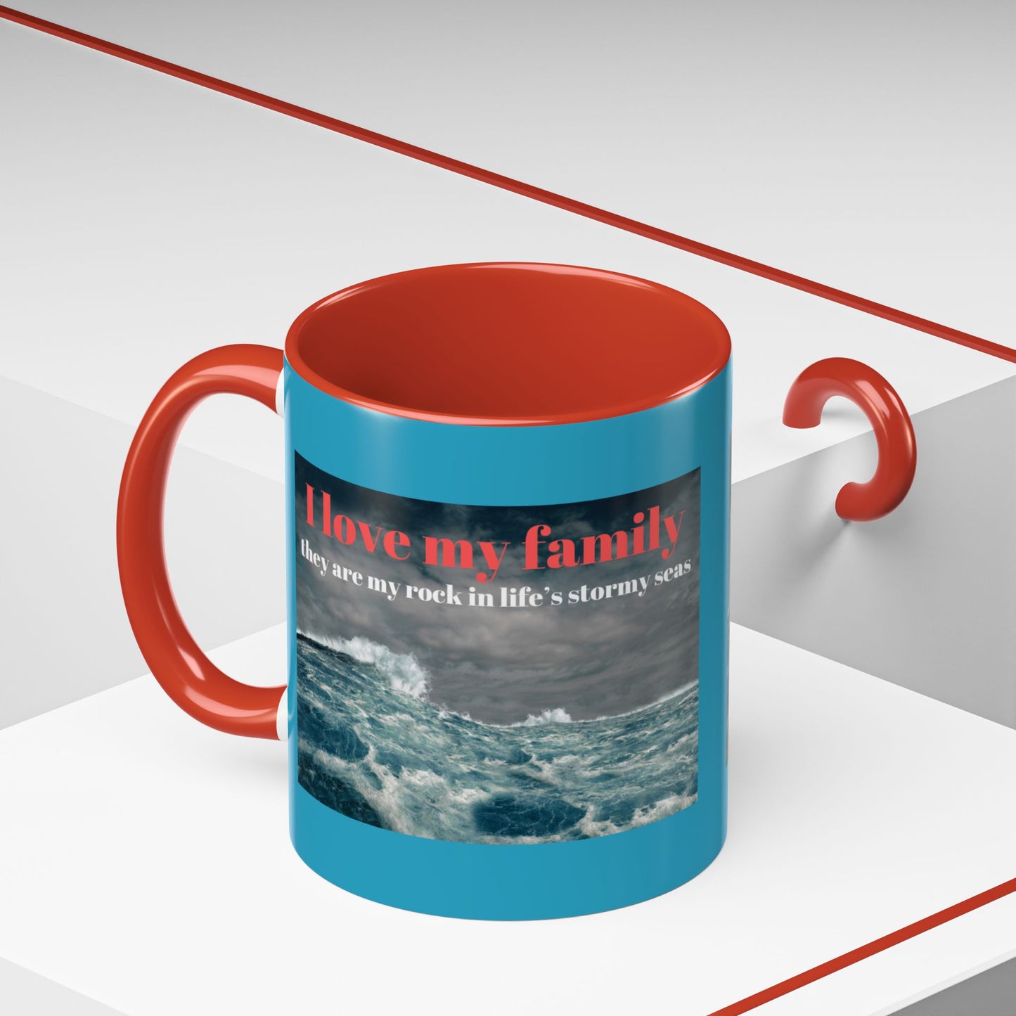 Tasse à café familiale inspirante – Motif mers orageuses – Tasse décorative 11/15 oz