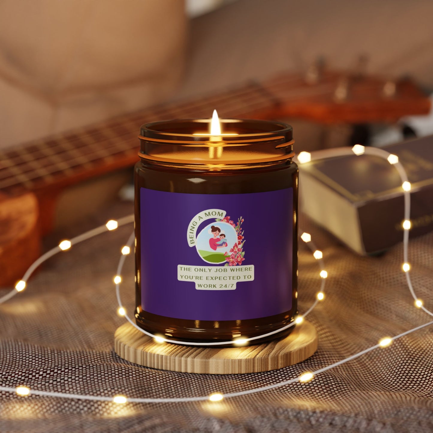 Scented Soy Candle - 'The Only Magic You're Expected to Book 24/7' - Cozy Amber Jar, Relaxation Gift for Home Decor