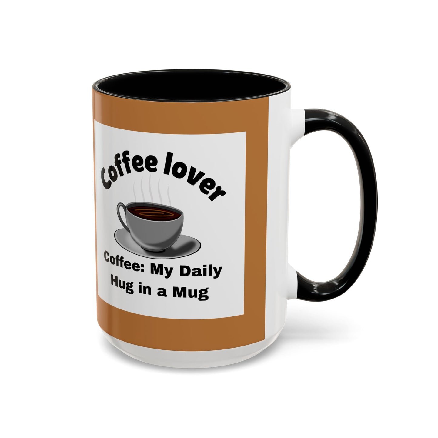 Coffee Lover Accent Mug - Daily Hug in a Mug for Coffee Enthusiasts