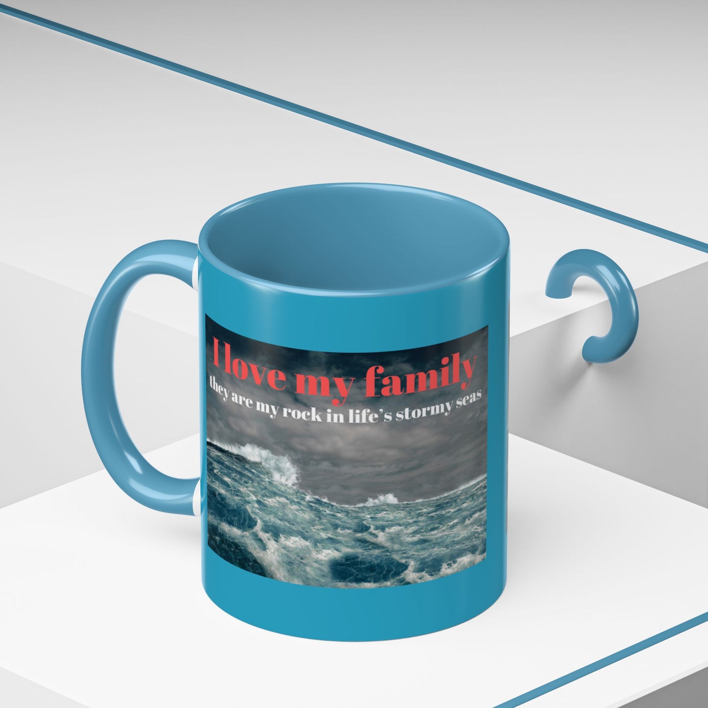 Tasse à café familiale inspirante – Motif mers orageuses – Tasse décorative 11/15 oz