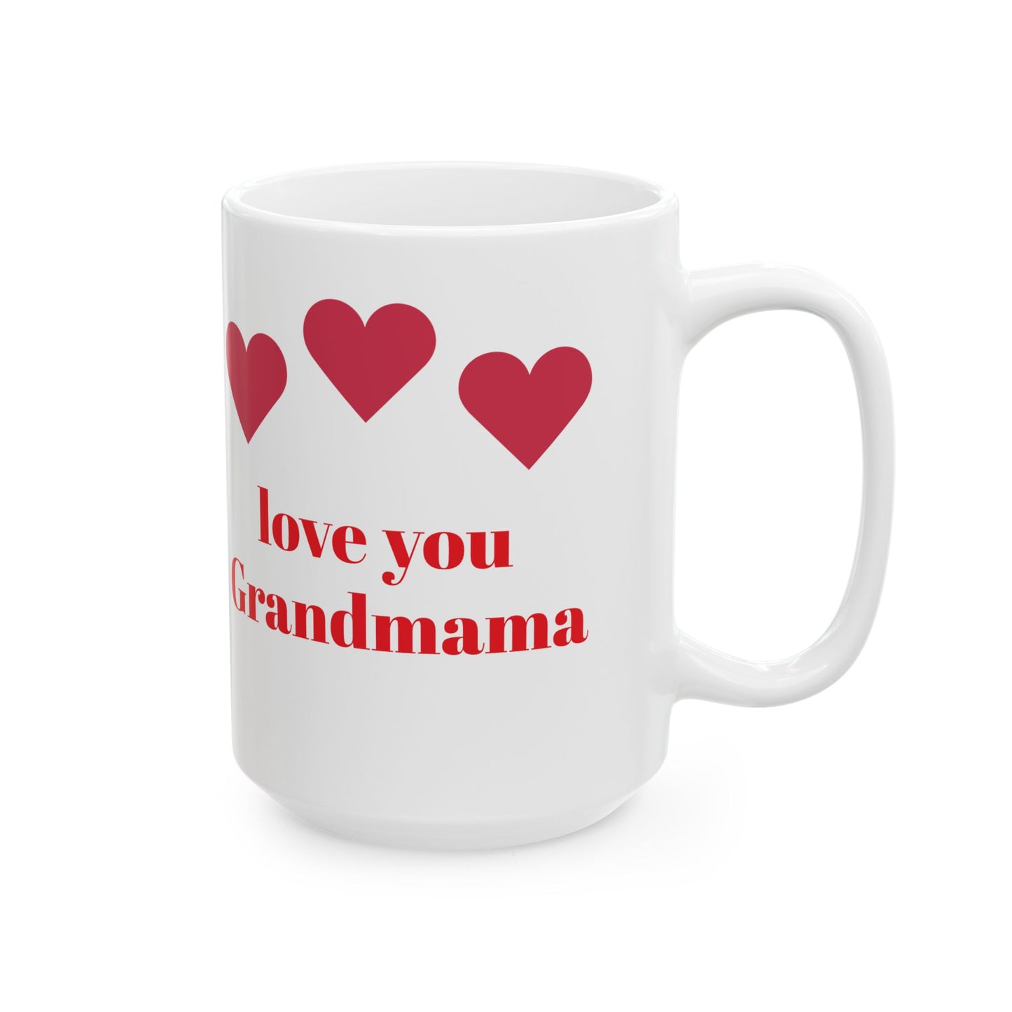 Tasse en céramique Love You Grandmama - Motif cœur | Cadeau idéal pour grand-mère