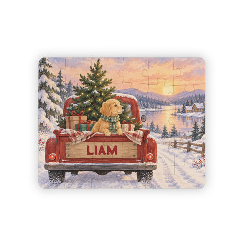 Golden Retriever Christmas Truck Puzzle